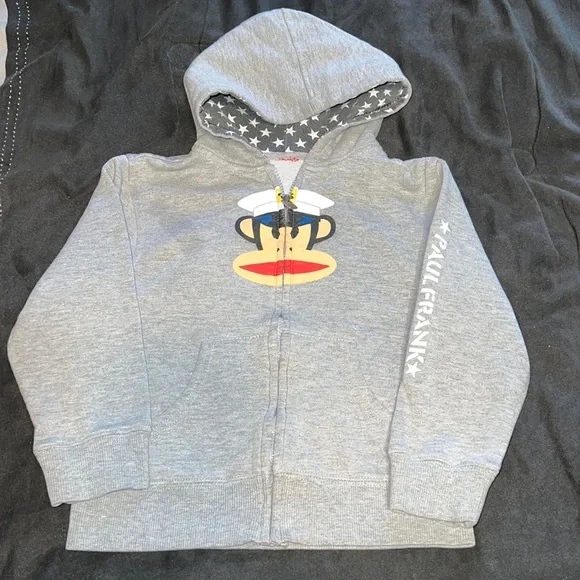 Paul Frank Kid Boy Youth Gray Zip Up Sweater Hoodie - Picture 1 of 6